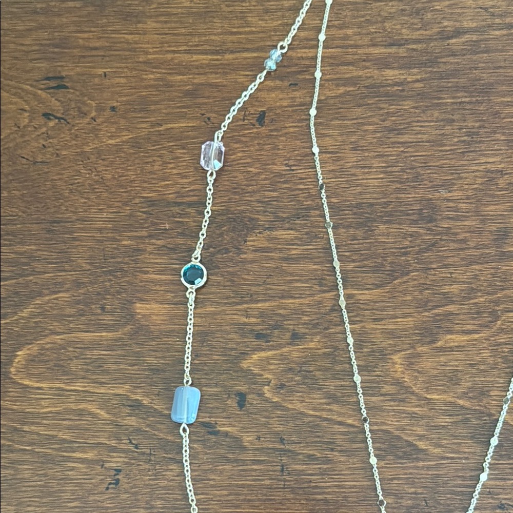 LOFT Outlet Women's Fashion Jewelry Gold and Blue Stone Necklace NWOT Never Worn - Picture 6 of 11